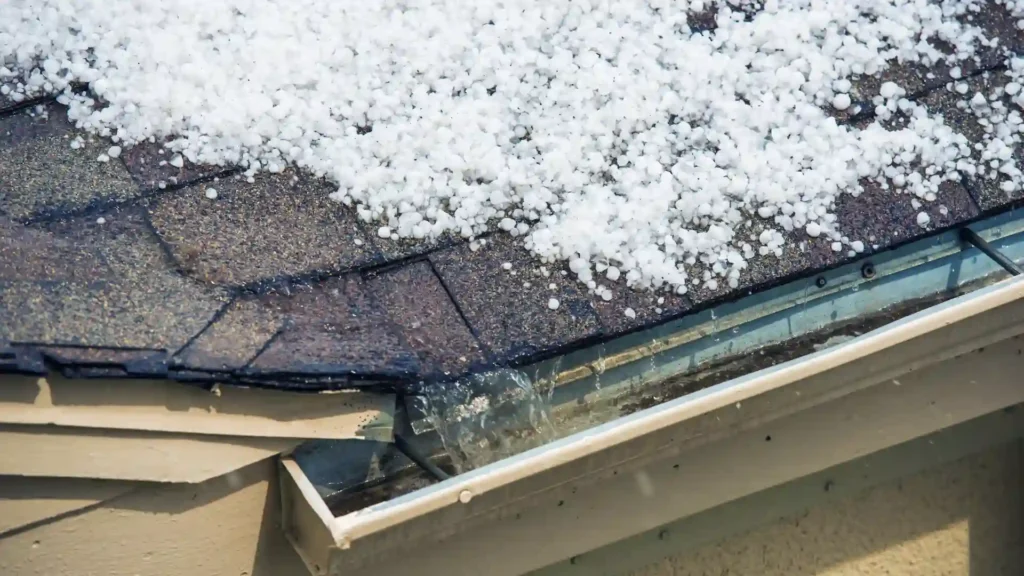roof and gutter with snow